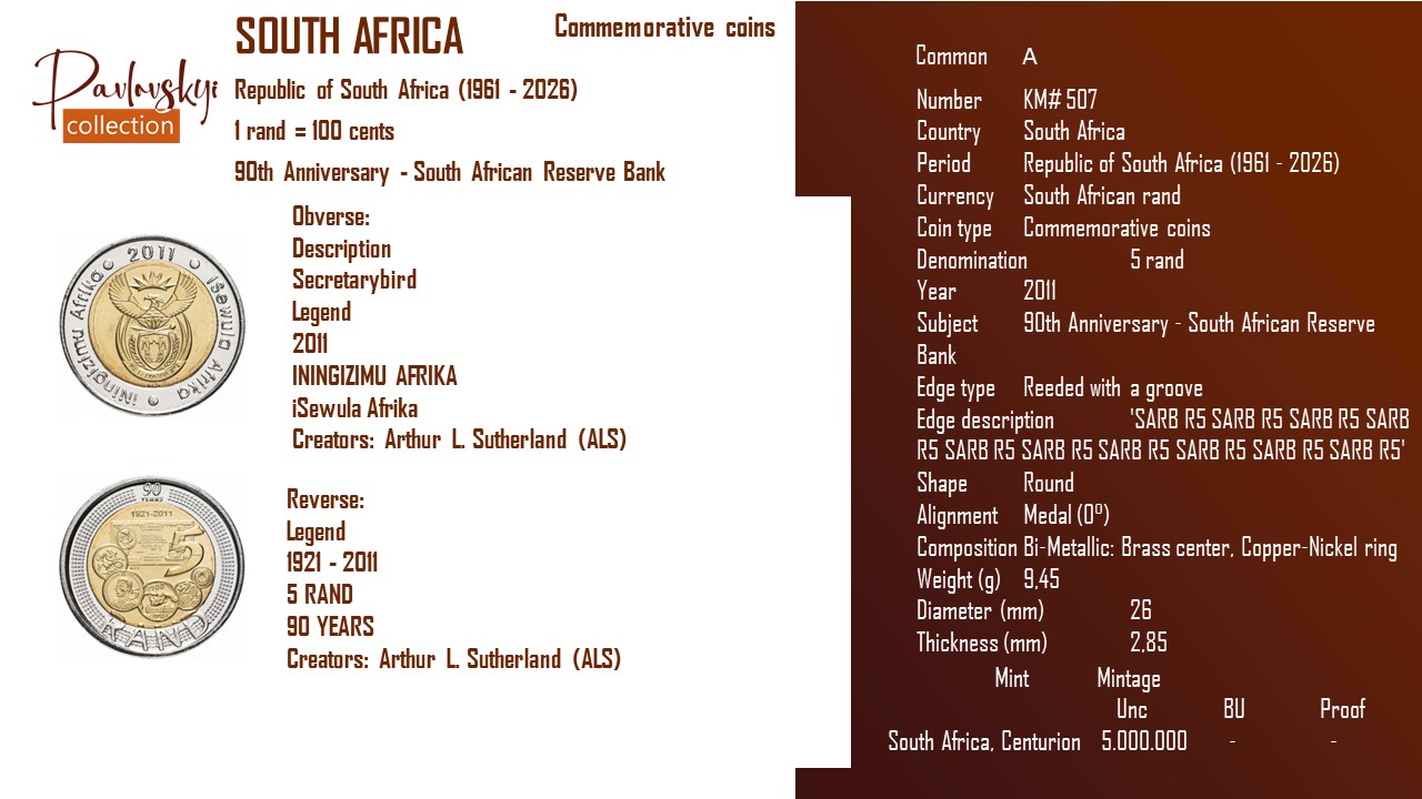 Детальніше про статтю South Africa 5 rand 2011