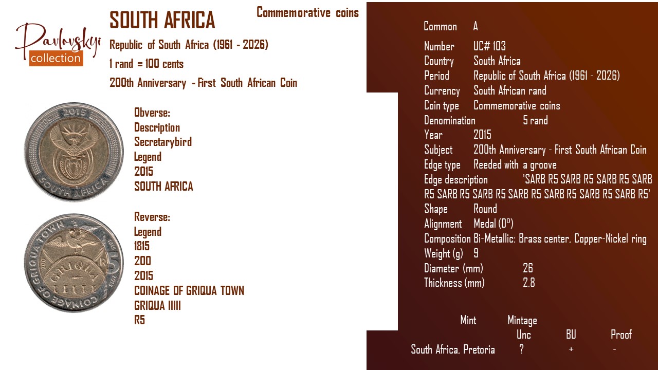 Детальніше про статтю South Africa 5 rand 2015