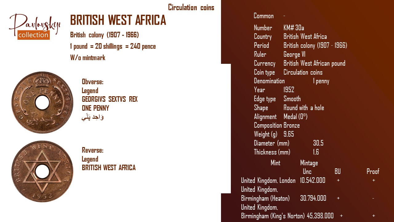 Детальніше про статтю British West Africa 1 penny 1952