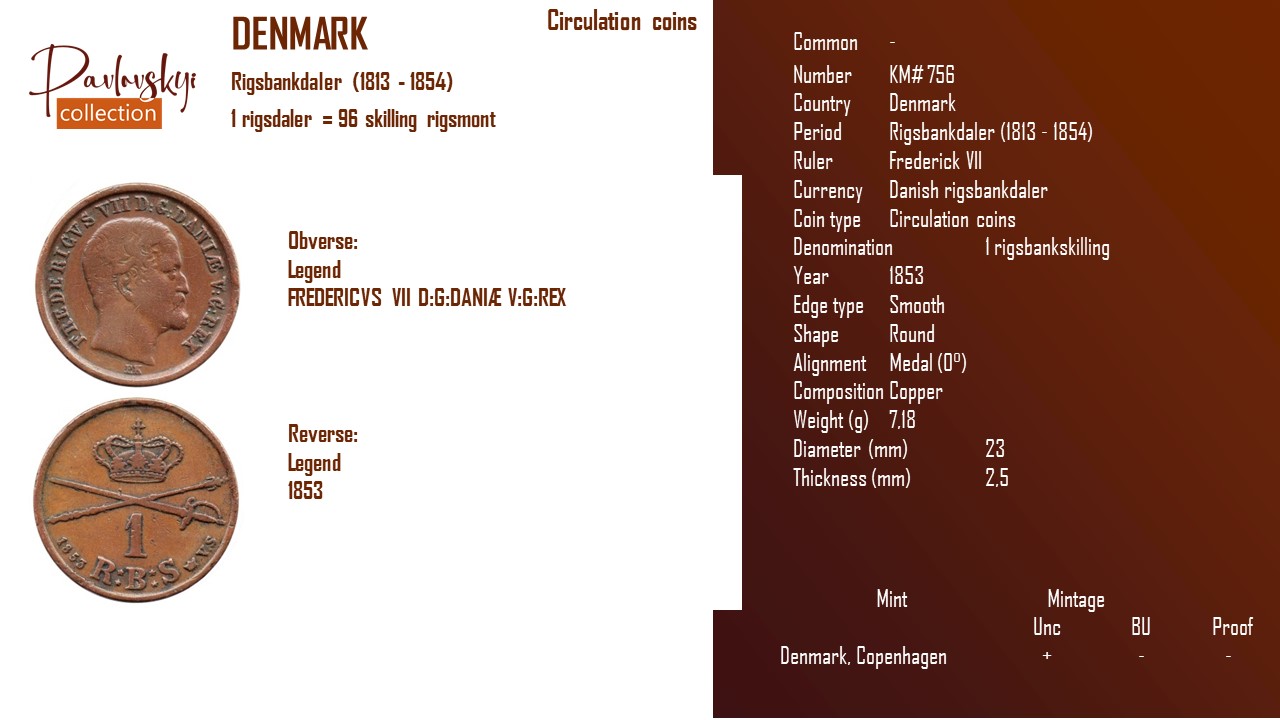 Детальніше про статтю Denmark 1 rigsbankskilling 1853