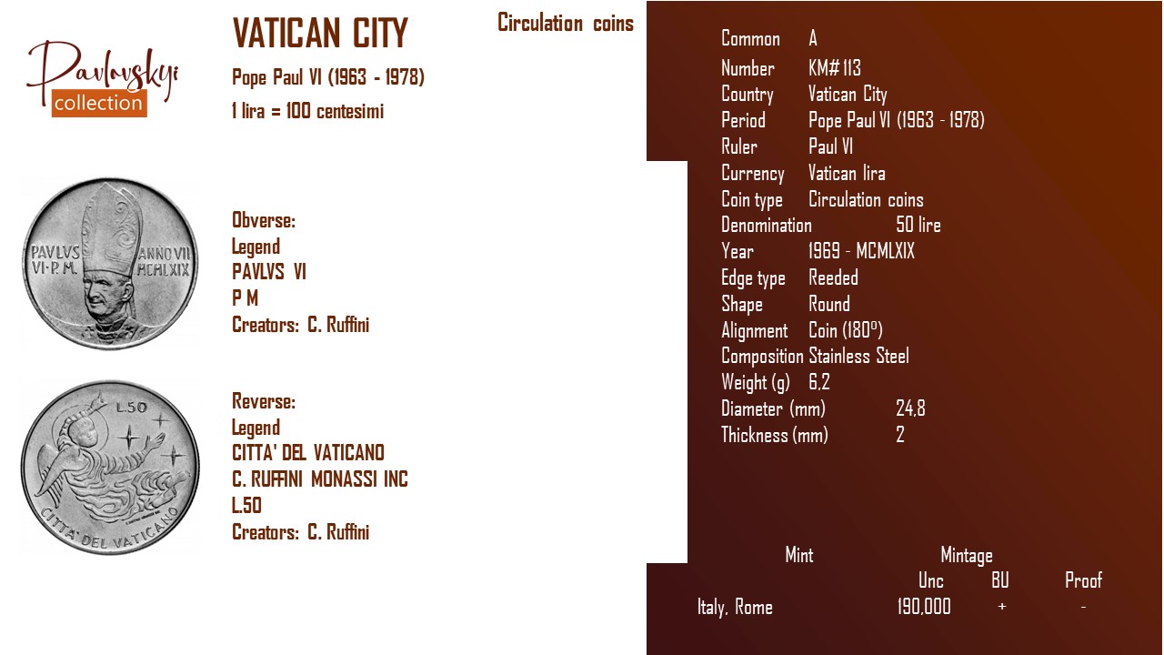 Детальніше про статтю Vatican City 50 lire 1969 – MCMLXIX