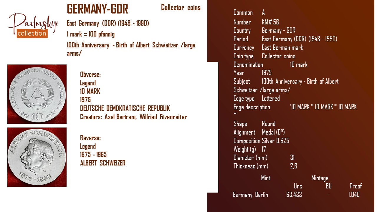 Ви зараз переглядаєте Germany – GDR 10 mark 1975