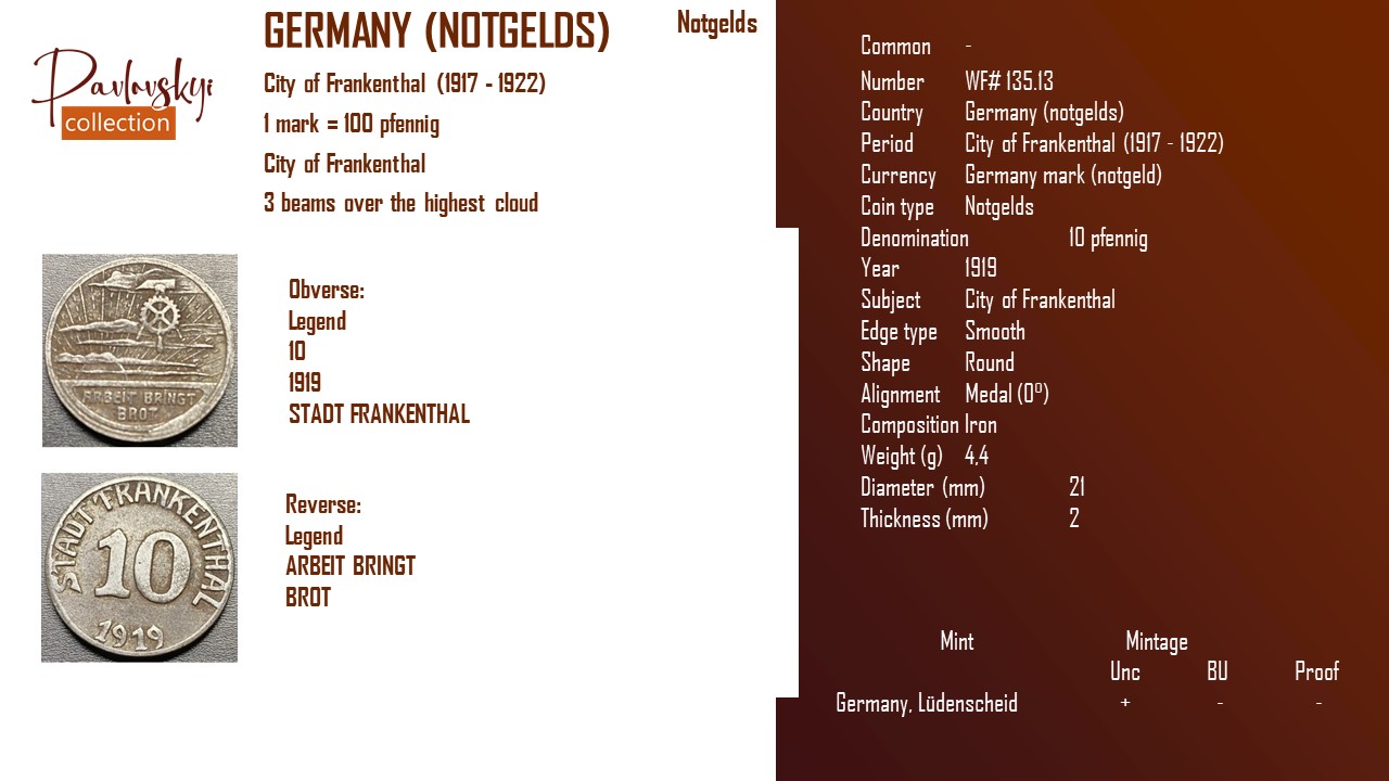 Детальніше про статтю Germany (notgelds) 10 pfennig 1919