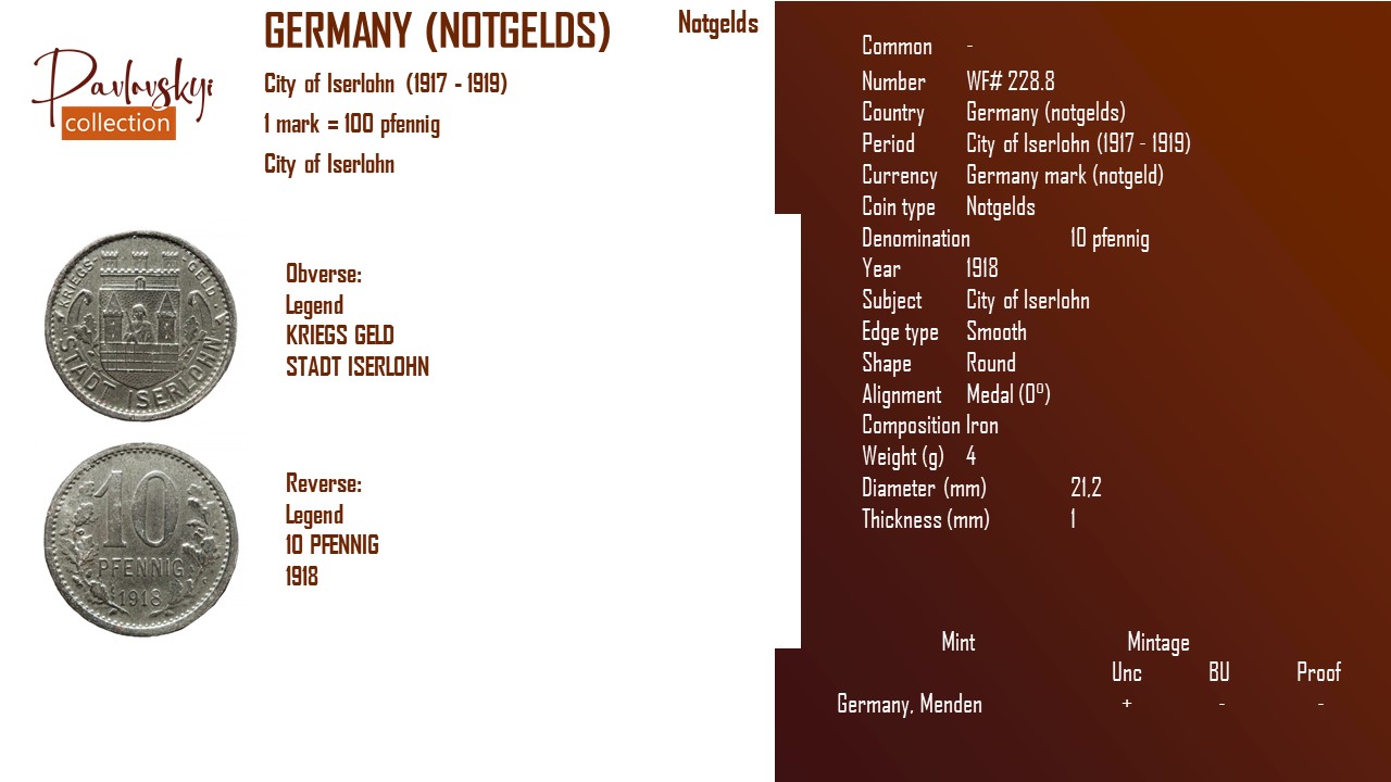 Ви зараз переглядаєте Germany (notgelds) 10 pfennig 1918