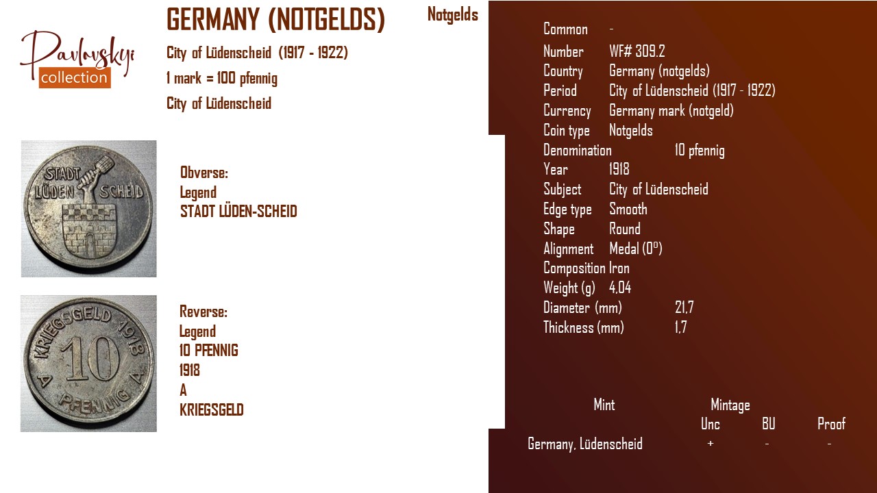 Детальніше про статтю Germany (notgelds) 10 pfennig 1918
