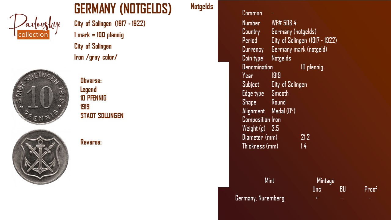 Детальніше про статтю Germany (notgelds) 10 pfennig 1919