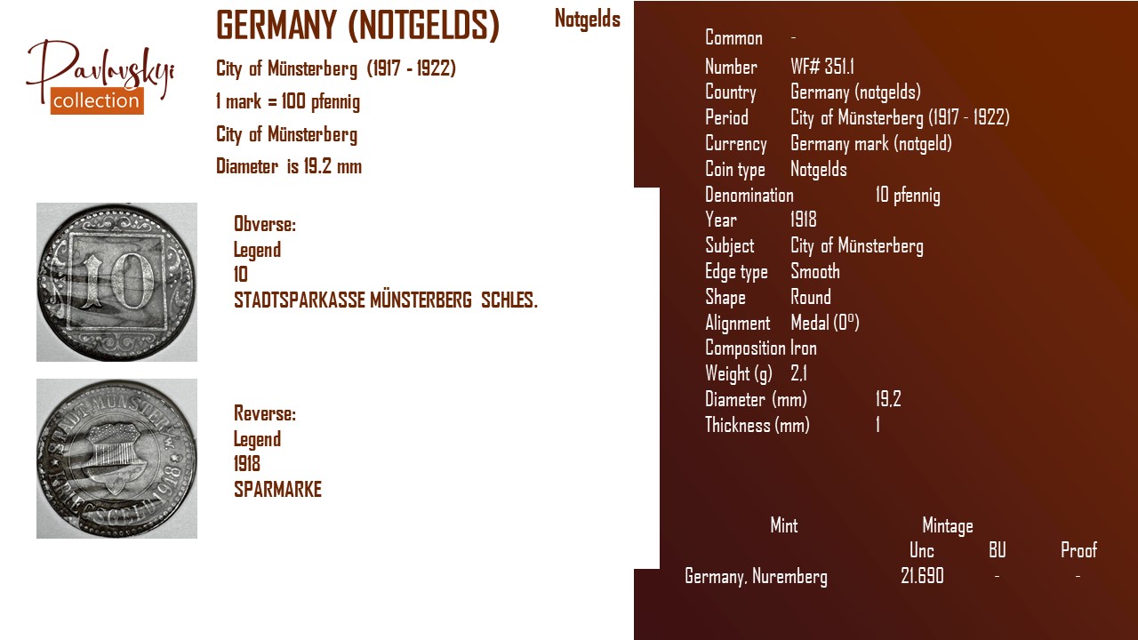 Ви зараз переглядаєте Germany (notgelds) 10 pfennig 1918