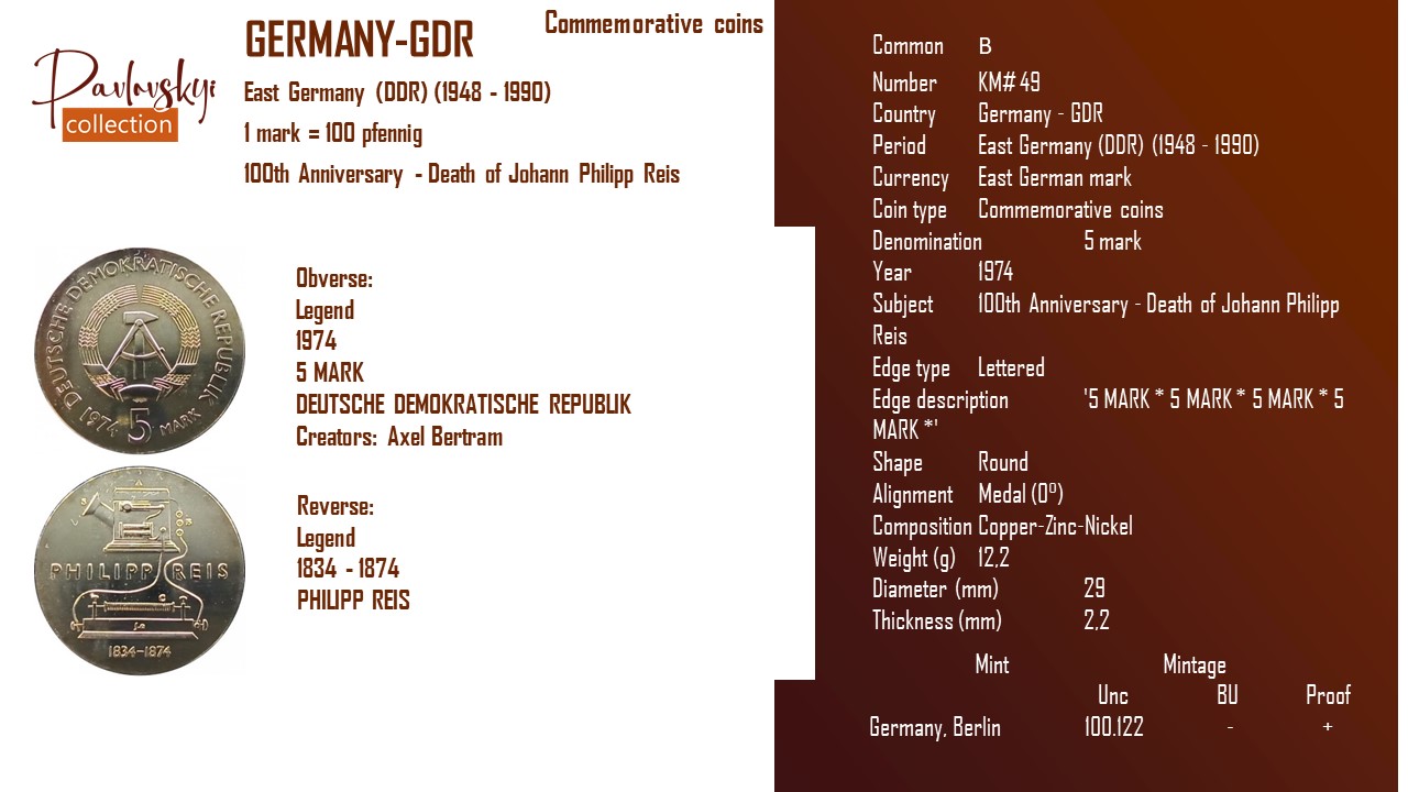Детальніше про статтю Germany – GDR 5 mark 1974