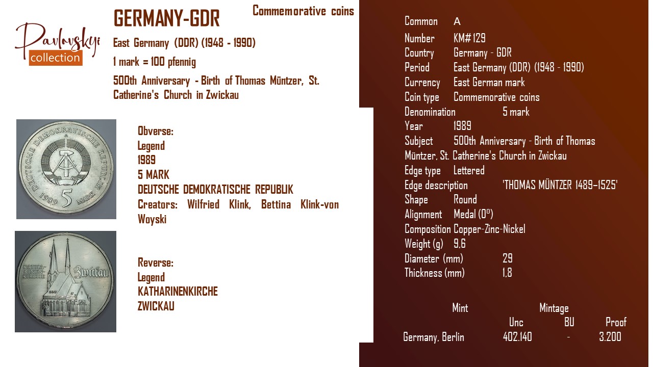 Детальніше про статтю Germany – GDR 5 mark 1989