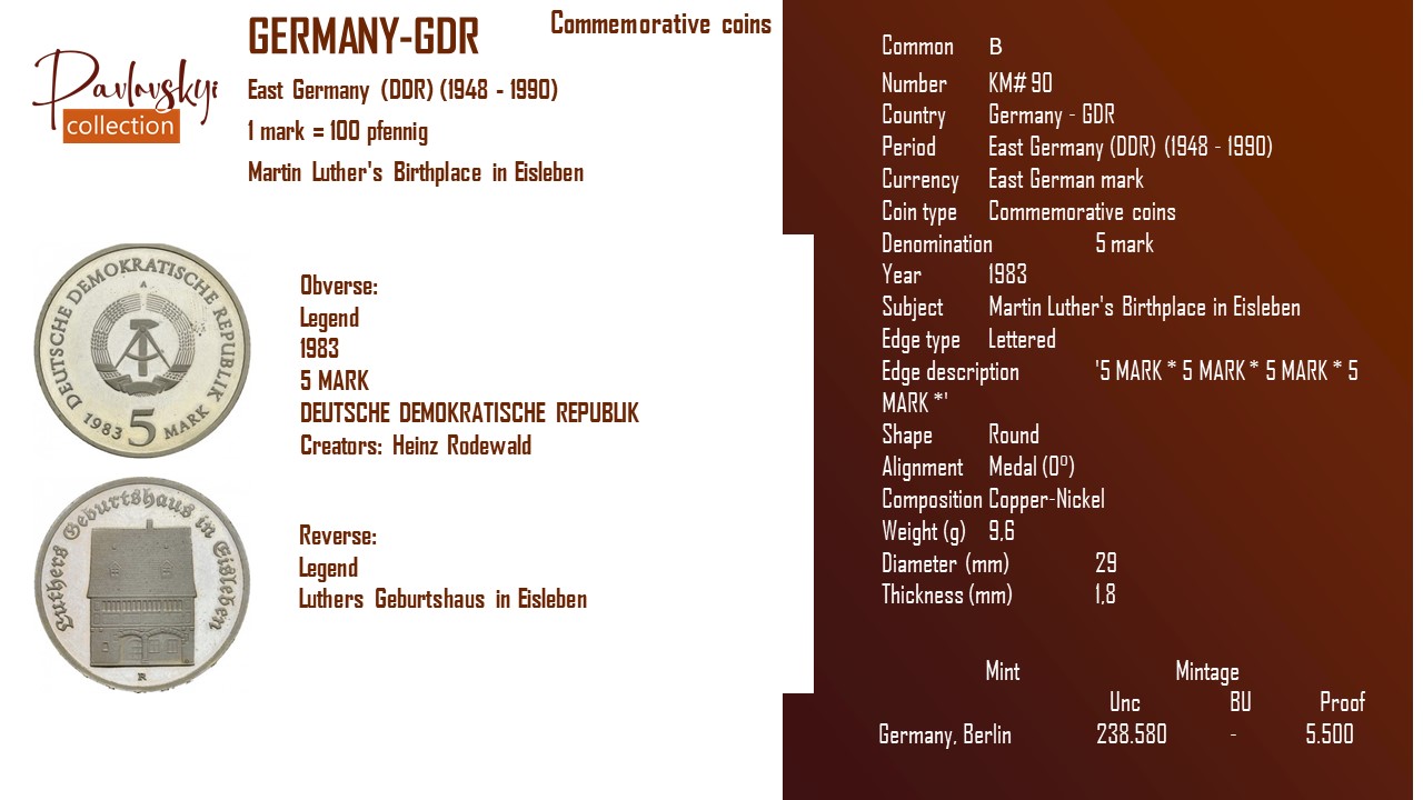 Детальніше про статтю Germany – GDR 5 mark 1983