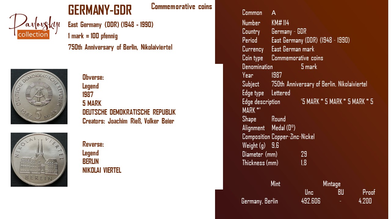 Детальніше про статтю Germany – GDR 5 mark 1987