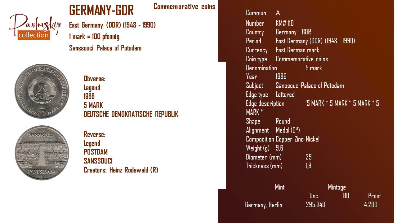 Детальніше про статтю Germany – GDR 5 mark 1986
