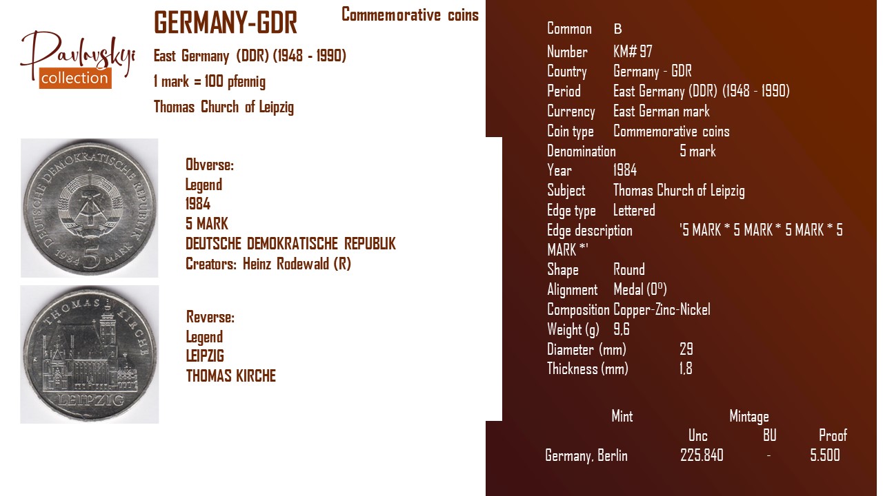 Ви зараз переглядаєте Germany – GDR 5 mark 1984