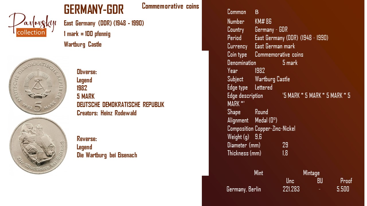 Детальніше про статтю Germany – GDR 5 mark 1982