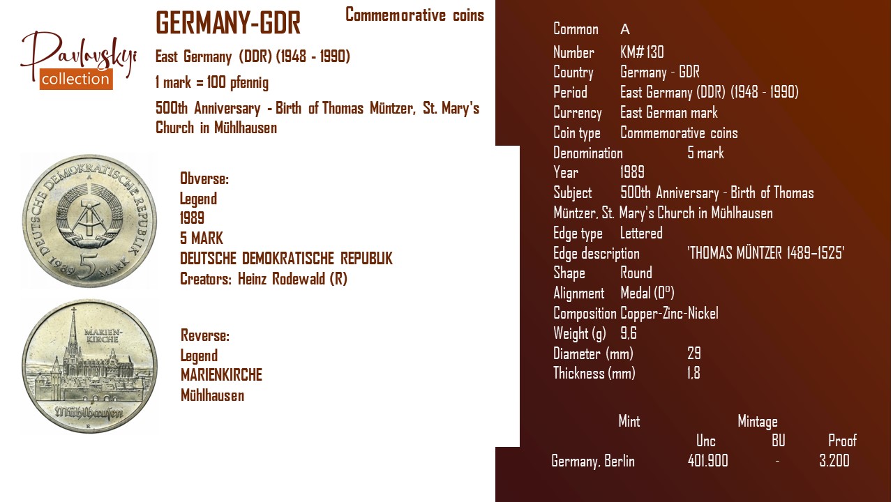 Детальніше про статтю Germany – GDR 5 mark 1989