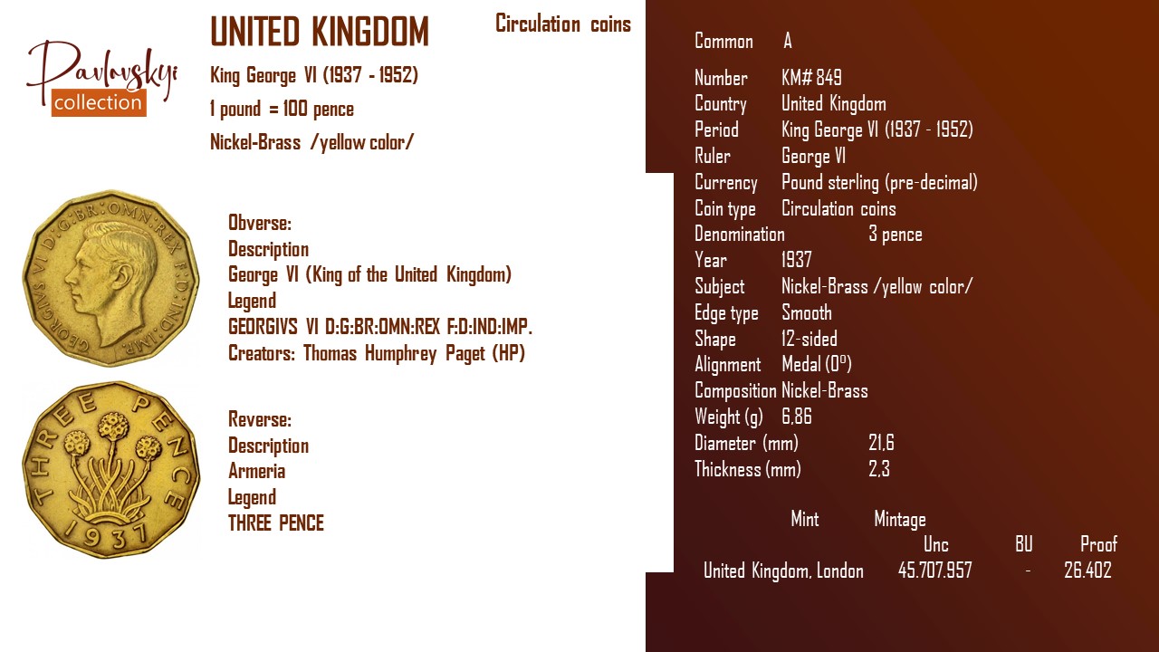 Ви зараз переглядаєте United Kingdom 3 pence 1937