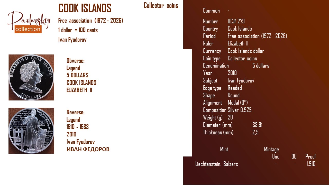 Детальніше про статтю Cook Islands 5 dollars 2010