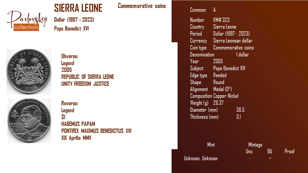 Детальніше про статтю Sierra Leone 1 dollar 2005