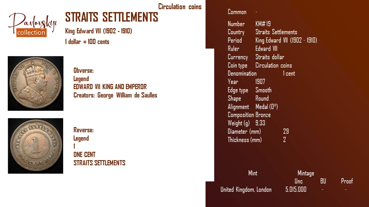 Детальніше про статтю Straits Settlements 1 cent 1907