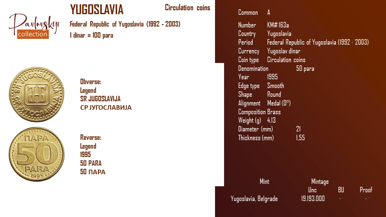 Детальніше про статтю Yugoslavia 50 para 1995