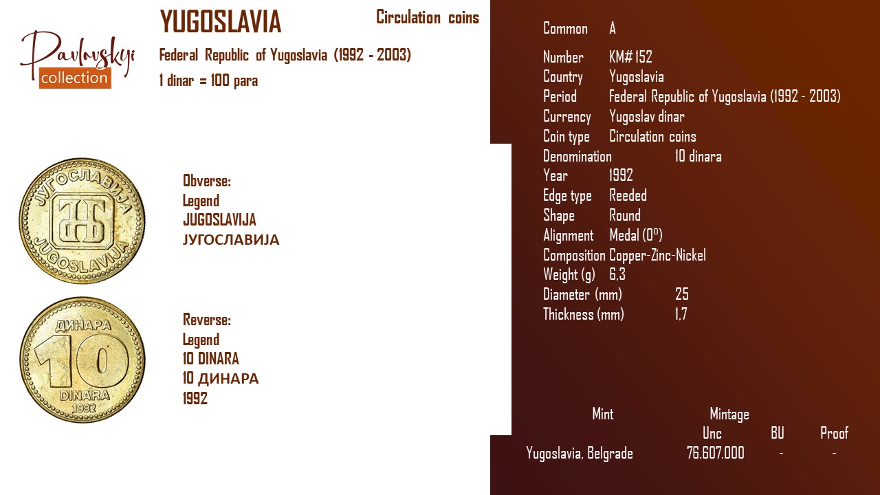Детальніше про статтю Yugoslavia 10 dinara 1992