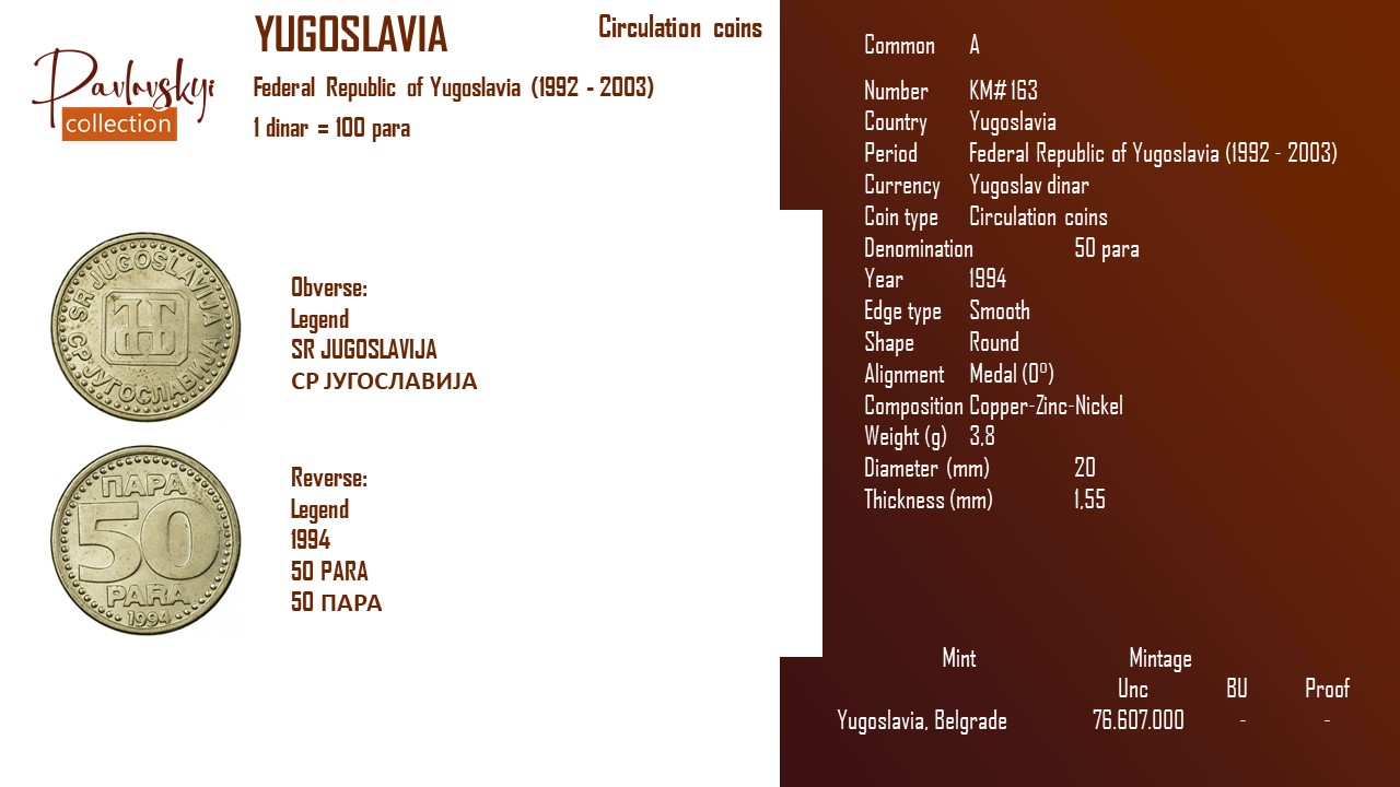 Детальніше про статтю Yugoslavia 50 para 1994